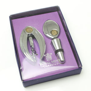 Royal Mint Corkscrew and Bottle Stop Boxset