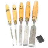 SOLD - 5 Wm. Marples Firmer Chisels - Boxwood